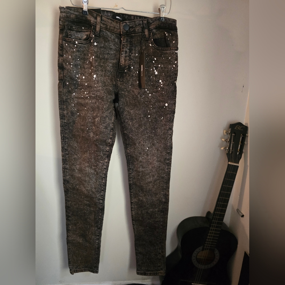 Fashion Nova Mens Brown Acid Wash Jeans W32 L32